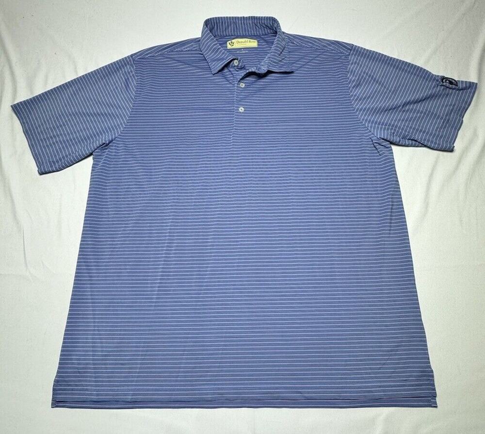 Donald Ross Sportswear Men's Short Sleeve Blue Stiped Polo Shirt - Size XL*